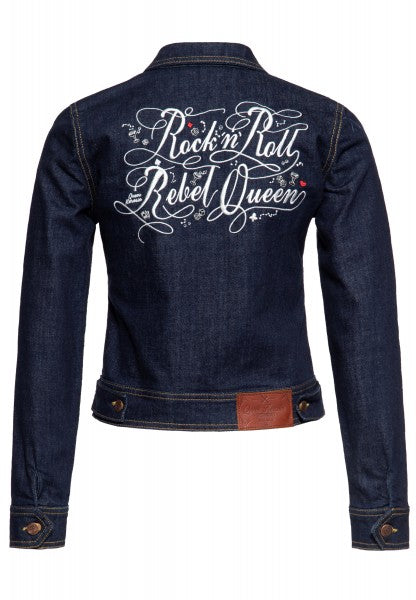 Queen Kerosin - Giacca da lavoro in denim "Rock n Roll Rebel Queen"