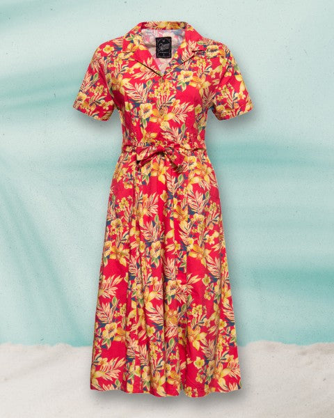 Queen Kerosin - Swing Dress "Hawaii Red"