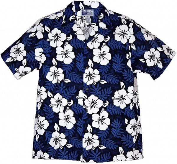 RJC Hawaii - Hawaii Shirt Hibiscus & Leaves Navy