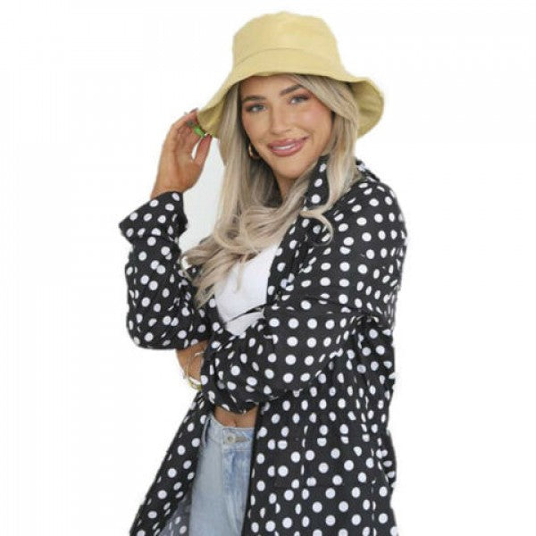 Long rain jacket polka dot in black / white