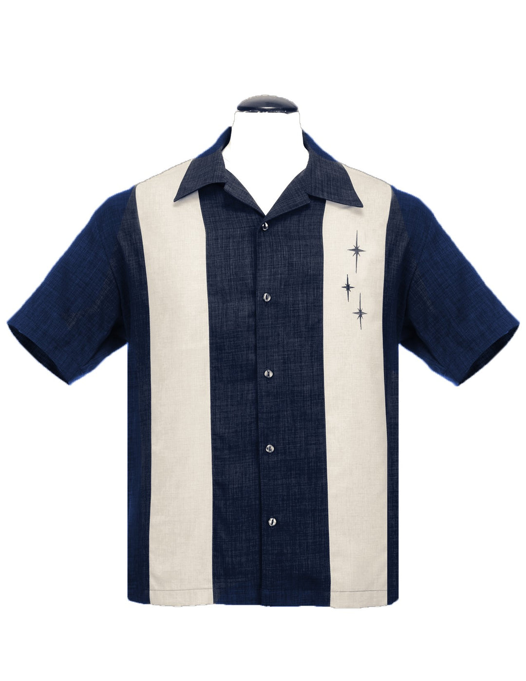 Camisa de panel de 3 estrellas Steady Mens en denim / crema