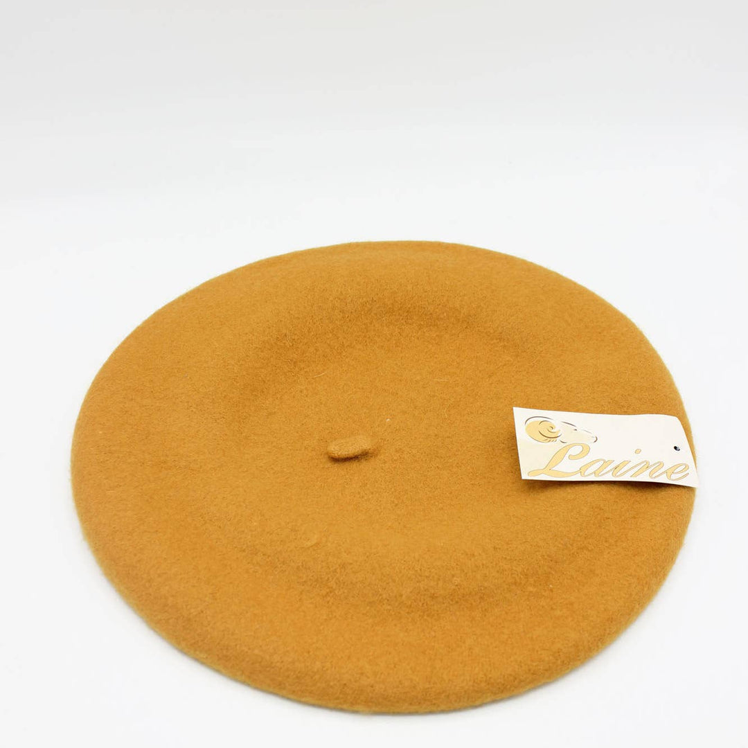 Klassisches Barett aus reiner Wolle: mustard