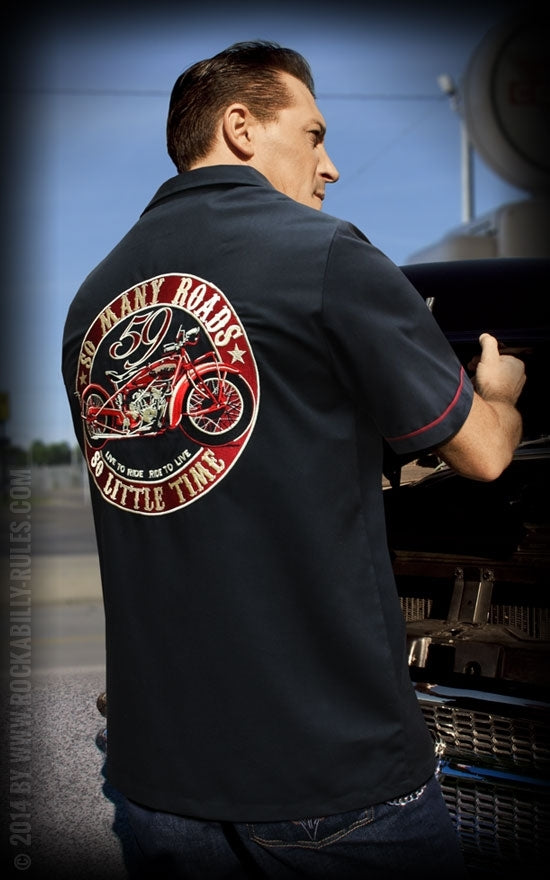 Rumble59 - Lounge Shirt Many Roads - zwart