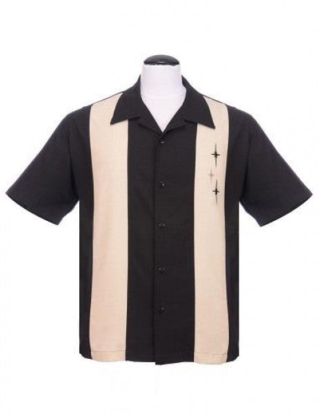 Steady Mens - 3 Star Panel Shirt in Black