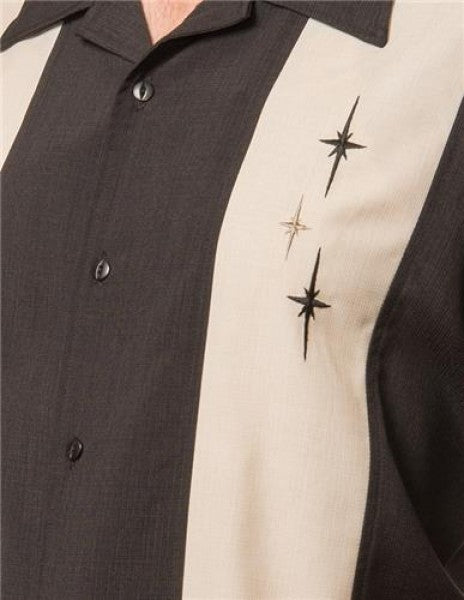 Steady Mens - 3 Sterren Paneel Shirt in Zwart