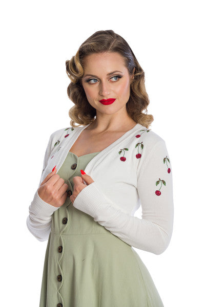 Banned Retro - Zomer Bessen Bolero in wit