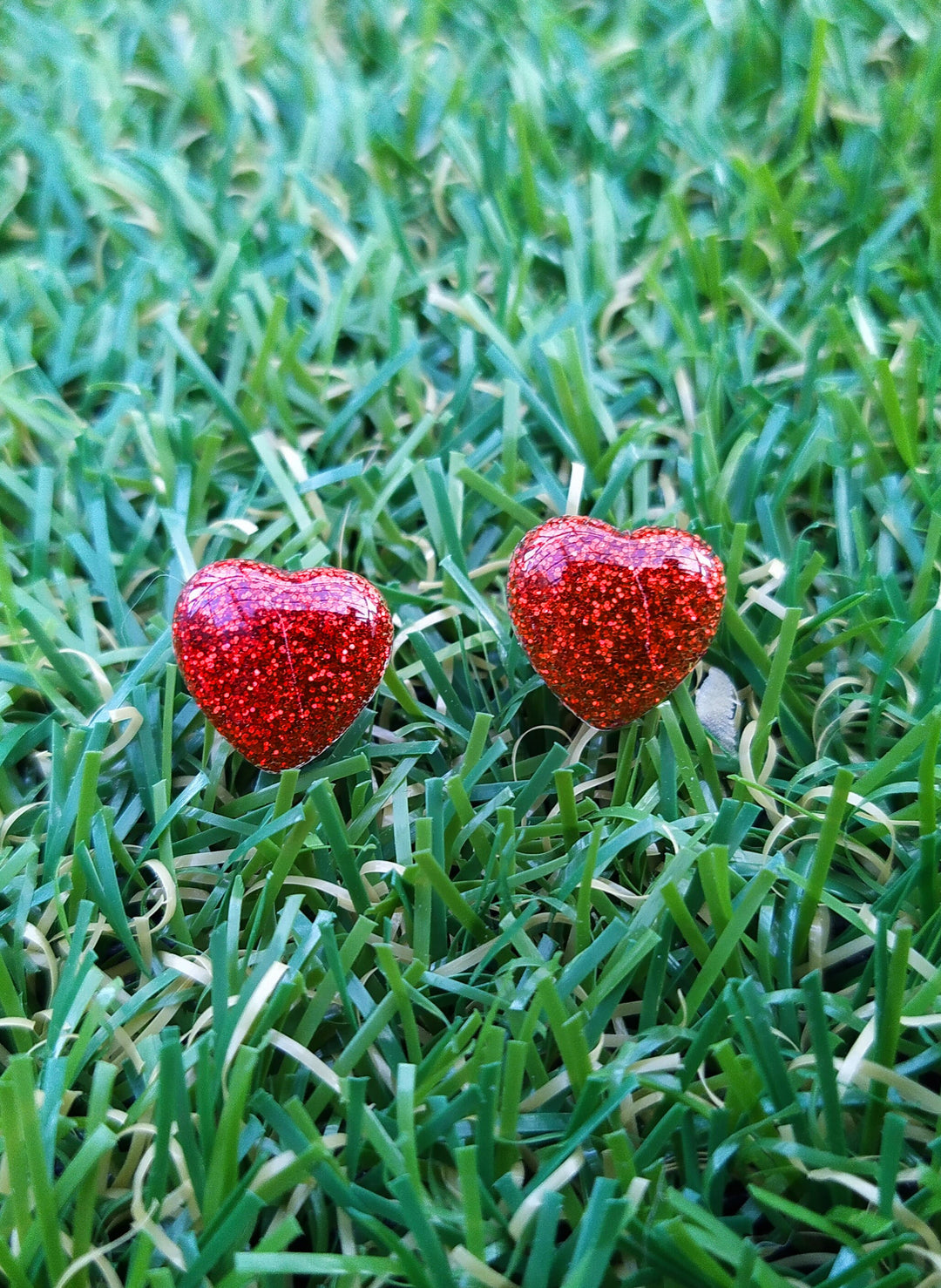 Glitz-o-Matic – Boucles d'oreilles Heart Glitter en rouge