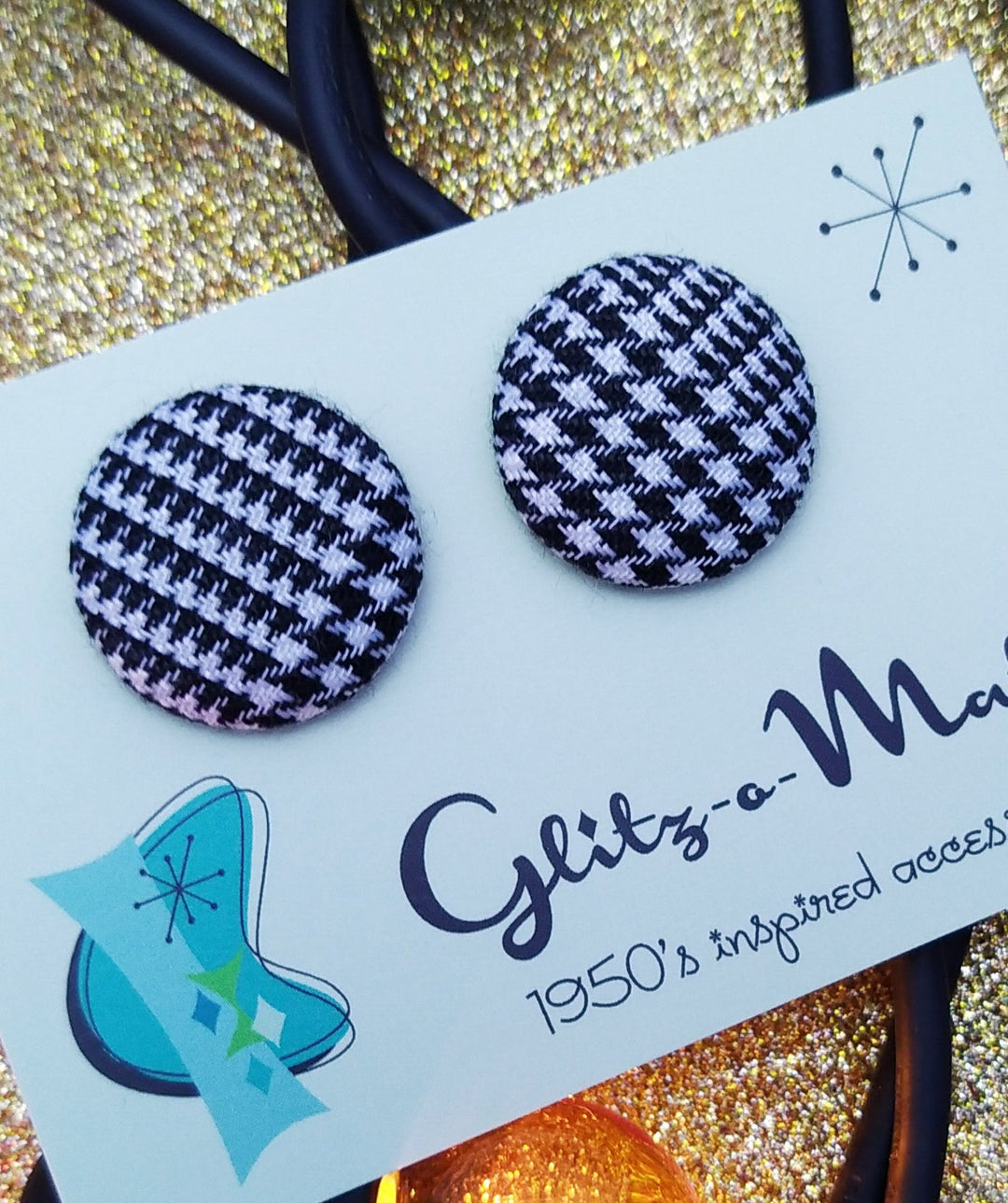 Glitz-o-Matic – Pendientes de Estudio Pied de Poule