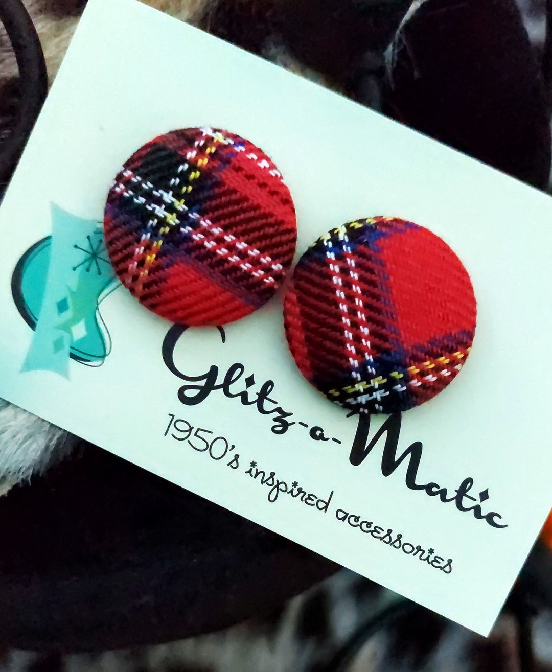 Glitz-o-Matic – Tartan Stud Earrings