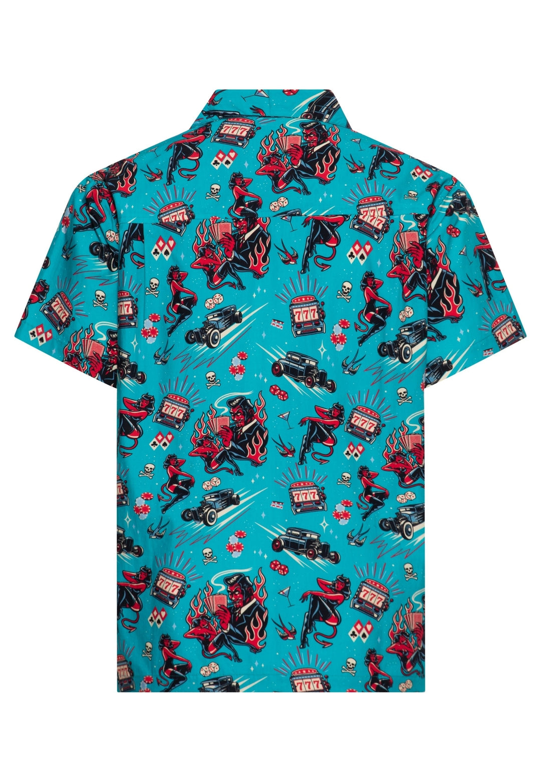 King Kerosin - Hawaiihemd Rockabilly Hot Devil in aqua