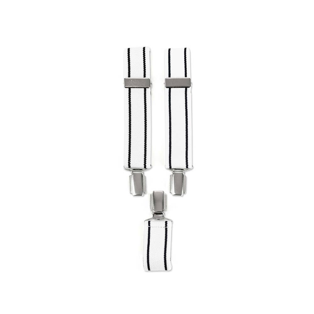 Valtico - striped suspenders with clips, white