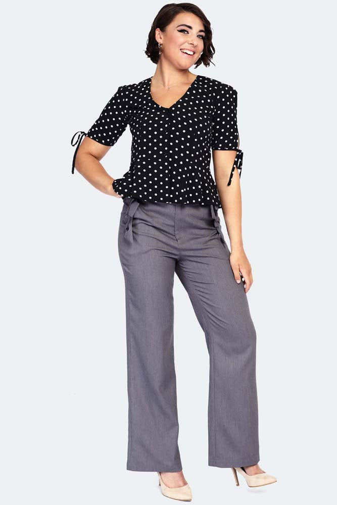 Voodoo Vixen – Alice Black Polka Dot Blouse