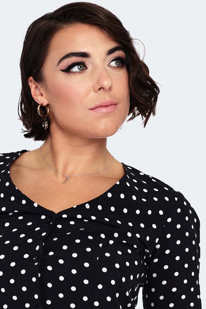 Voodoo Vixen – Alice Zwarte Polka Dot Blouse