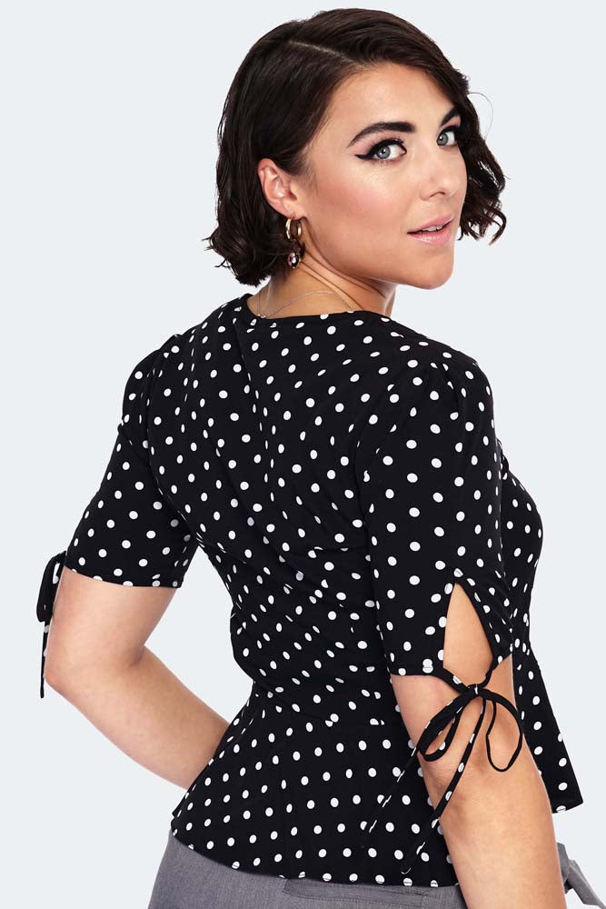 Voodoo Vixen – Alice Black Polka Dot Blouse