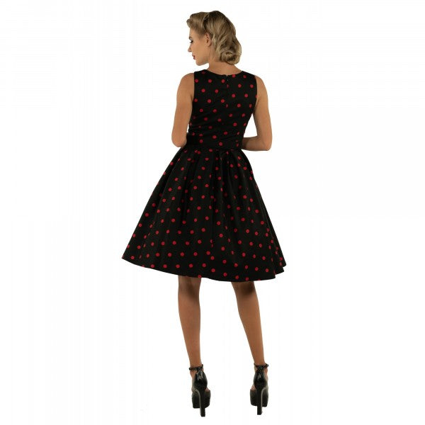 Dolly & Dotty - Annie Retro Polka Dot Jurk in zwart / rood