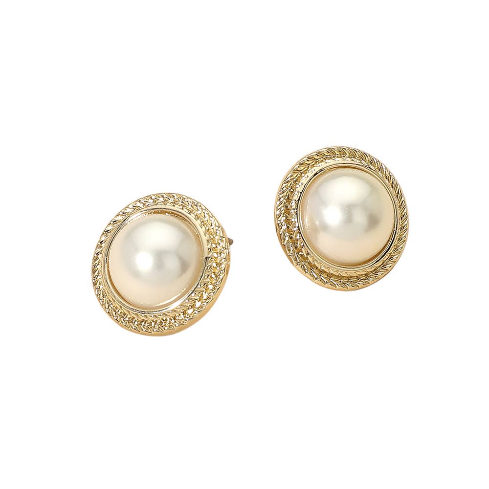 Perlenohrstecker creme / gold