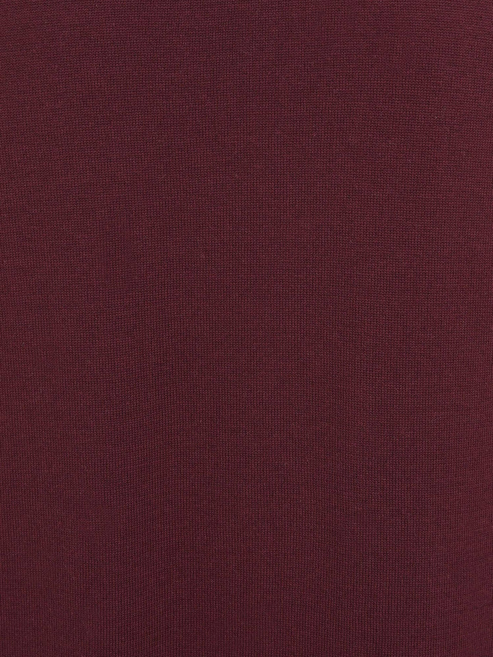 Jo Striped Polo Jumper in burgundy