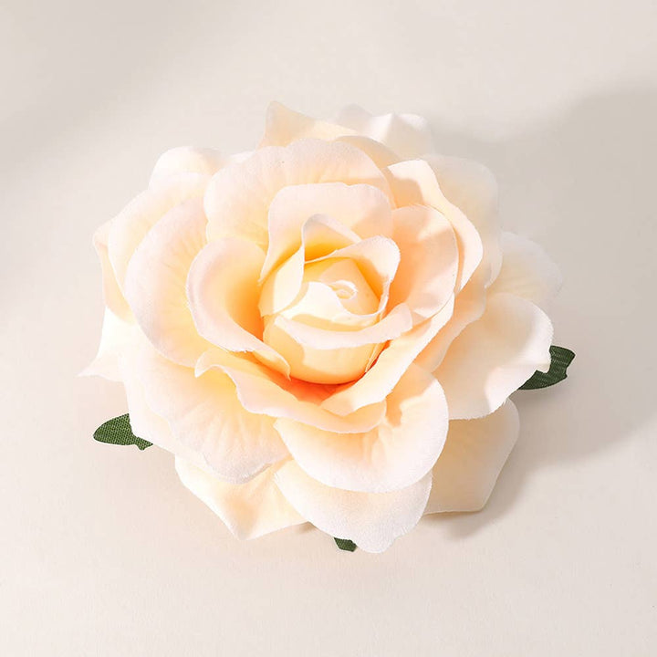 Haarclip, Haargummi, Brosche Rose creme