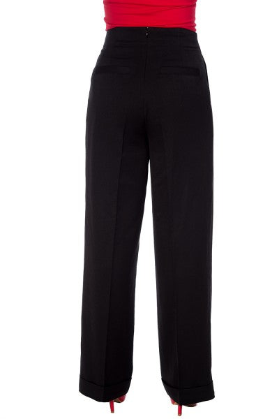 Banned Retro - Adventures Ahead Button Trouser in black