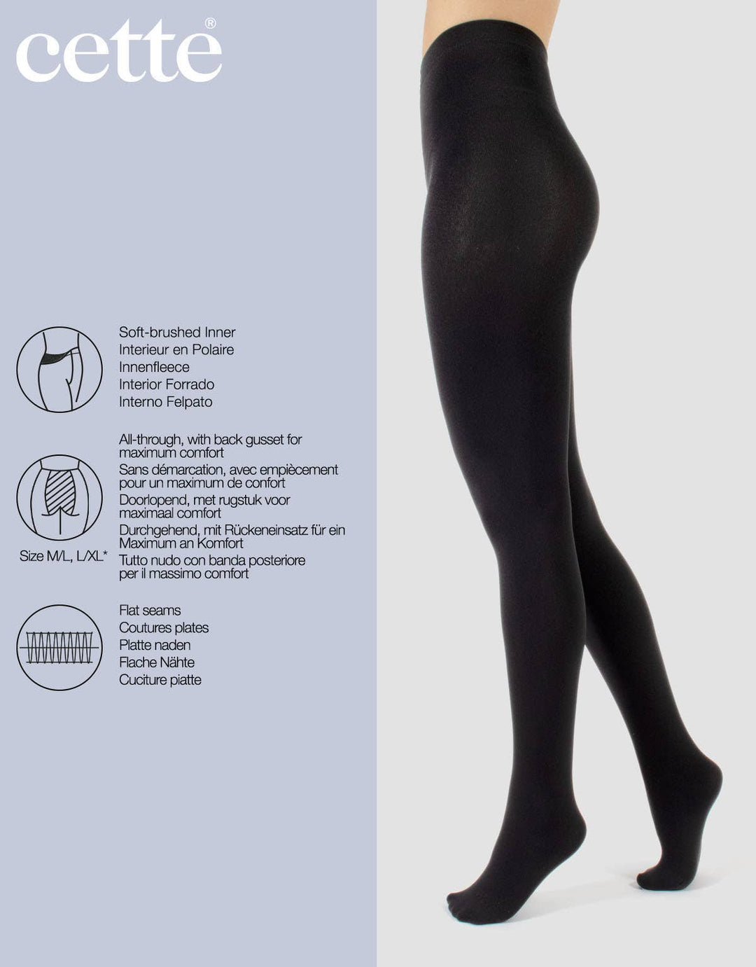 Cette - Thermostrumpfhose mit warmer Fleece-Innenseite 300 DEN, Schwarz