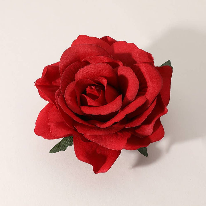 Haarclip, Haargummi, Brosche Rose rot