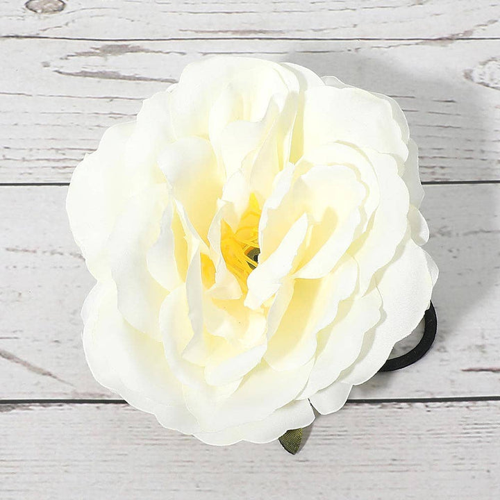 Große Blumenhaarspange / Clip / Haargummi ivory