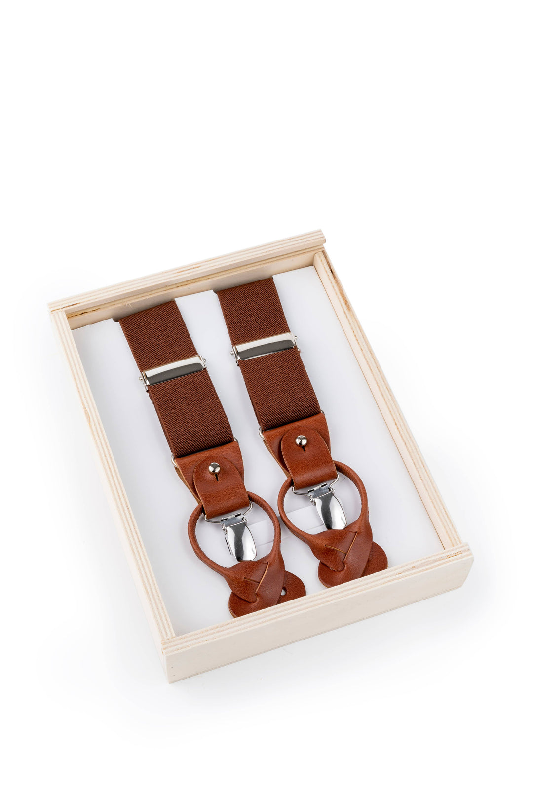 Valtico - Suspenders with buttons or clips, brown