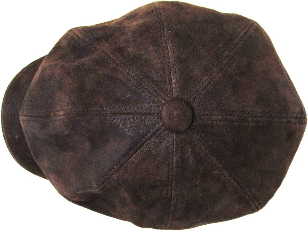 Ascot cap with button placket made of genuine leather