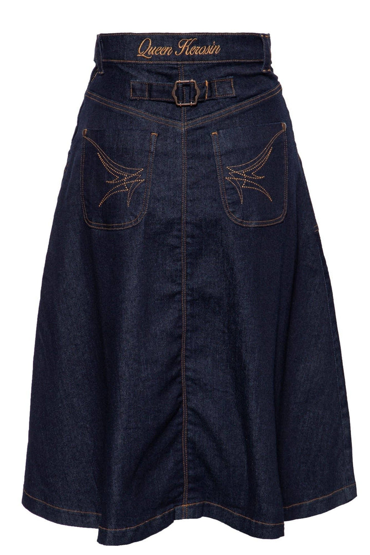 Queen Kerosin – Denim Swing Skirt blau