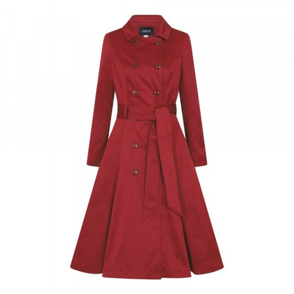 Collectif Womenswear - Korrina Swing Trench Coat in wine red