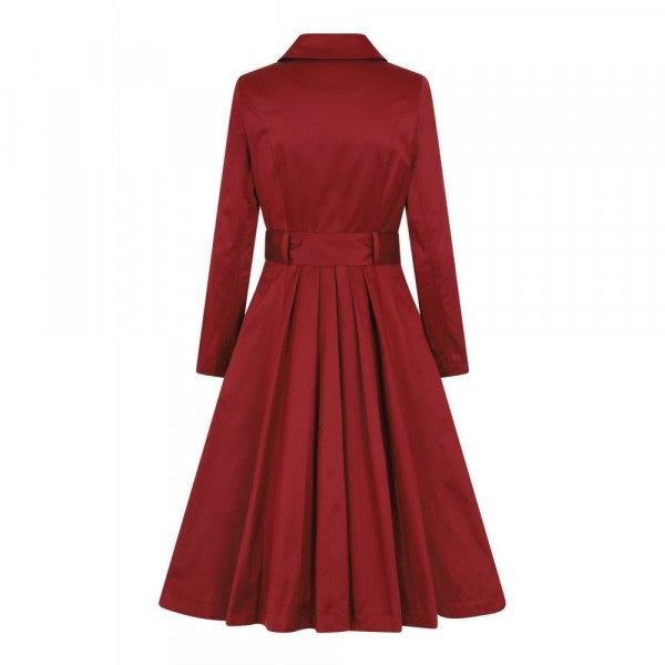 Collectif Womenswear - Korrina Swing Trench Coat in wine red