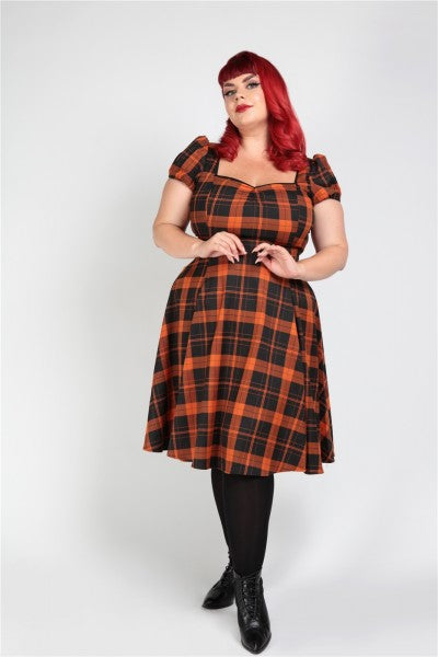 Collectif Womenswear - Vestito a Bambola a Quadri Mimi Pumpkin