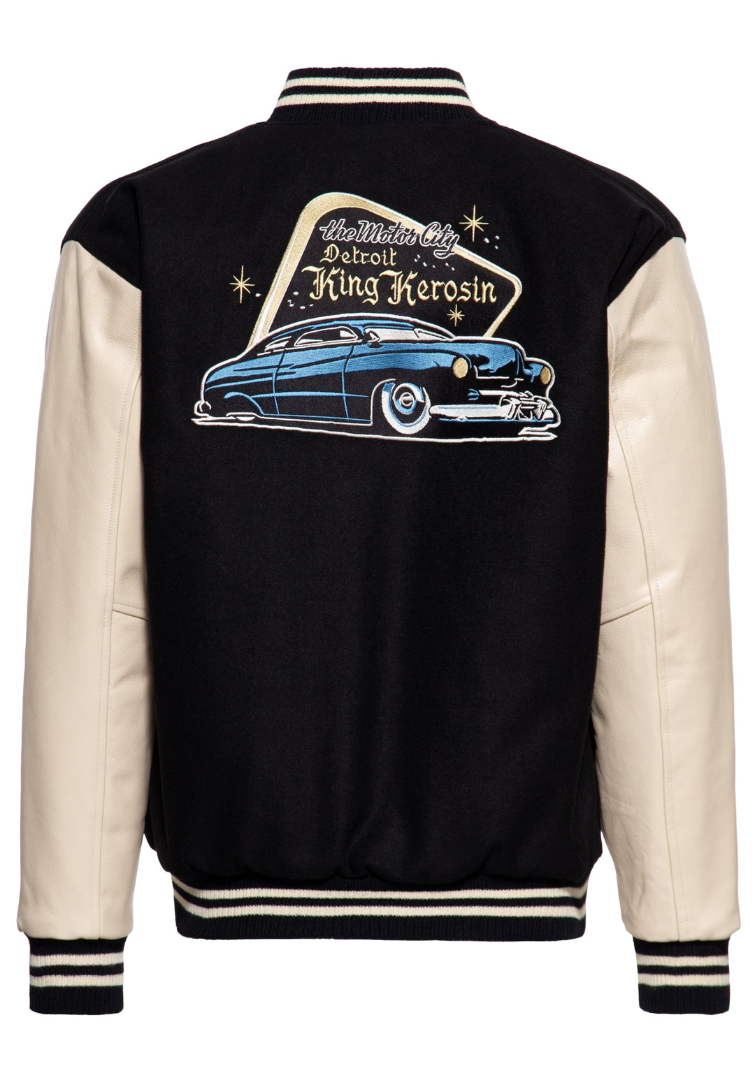 King Kerosin – Veste d'hiver universitaire "Detroit Greaser" ecru