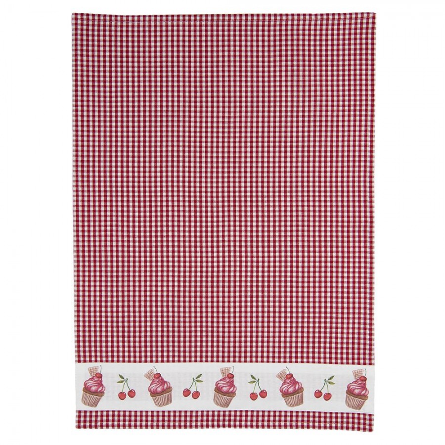 Clayre & Eef - Cupcakes Tea Towel 50 x 70cm red white