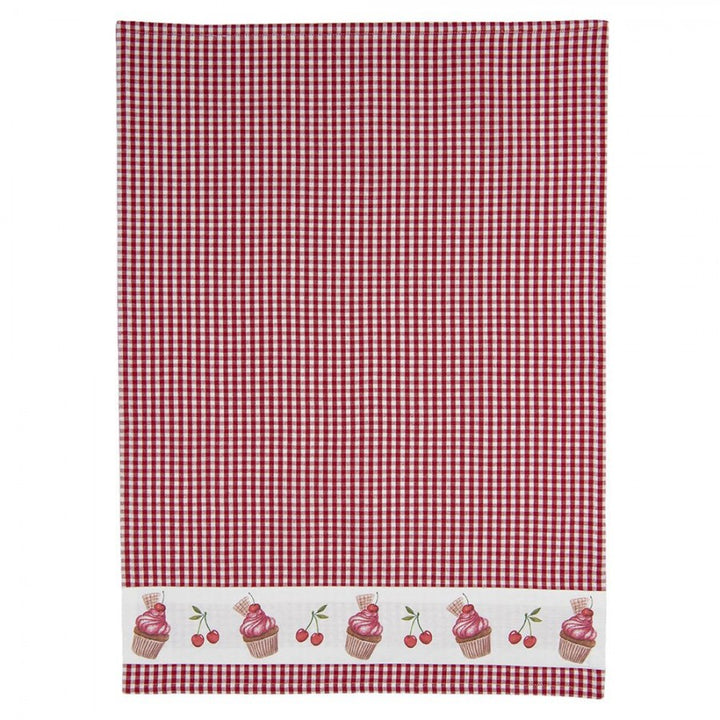 Clayre & Eef - Cupcakes Tea Towel 50 x 70cm red white