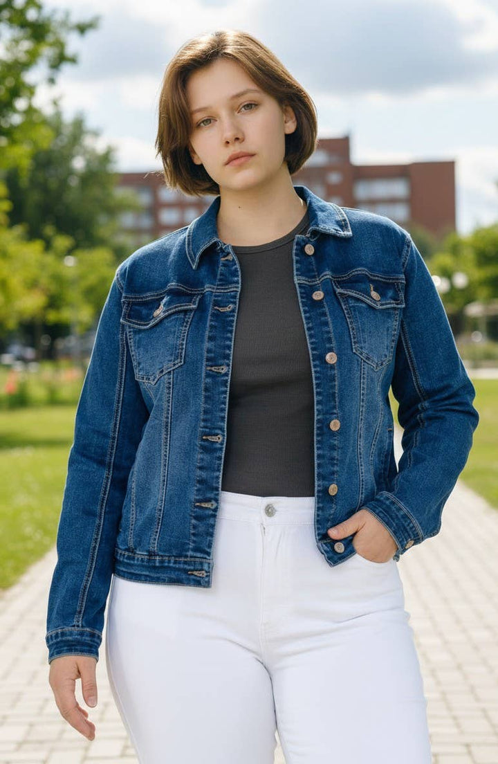 Stretch-Jeansjacke blau