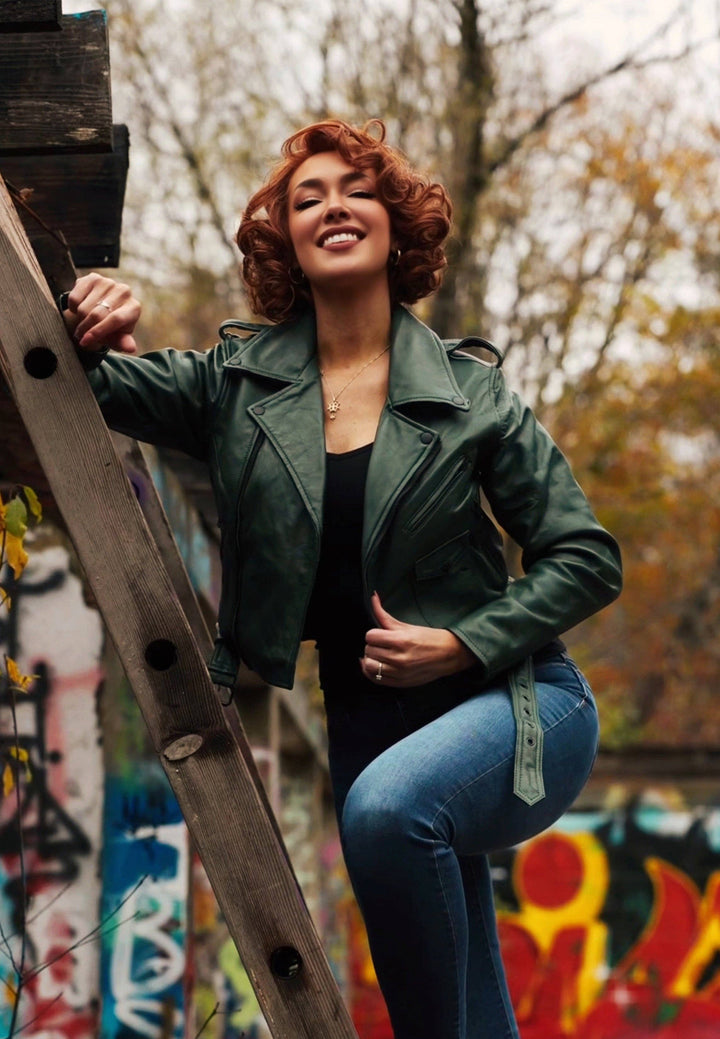 Queen Kerosin – Lederjacke Marlon grün