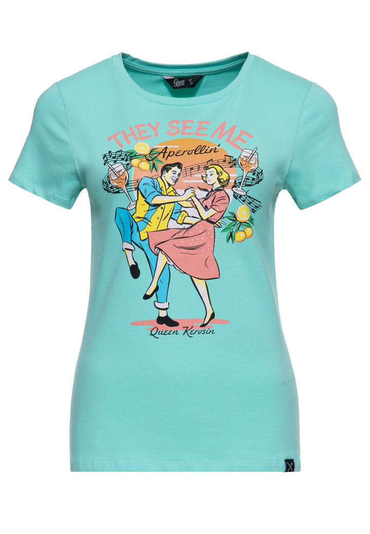 Queen Kerosin – T-Shirt "They See Me Aperollin" in mint