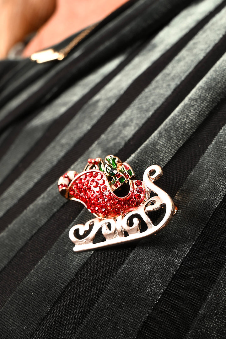 Weihnachtsbrosche „Santa's Sleigh“