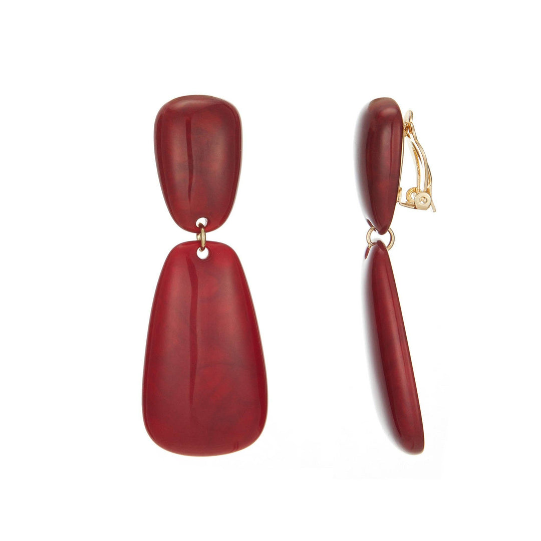 Edmee Clip Earrings in Red