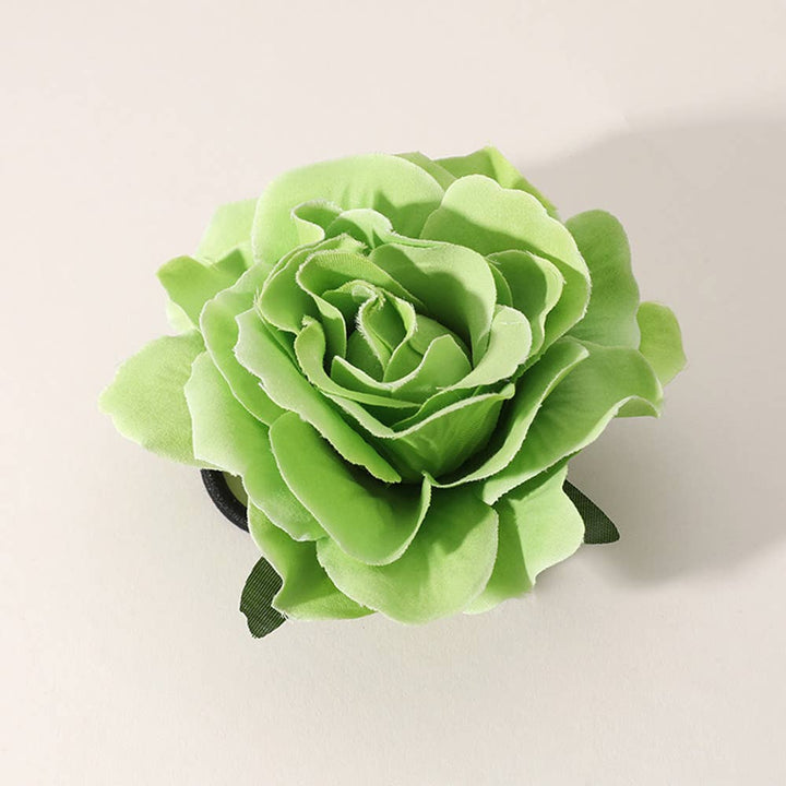 Haarclip, Haargummi, Brosche Rose hellgrün