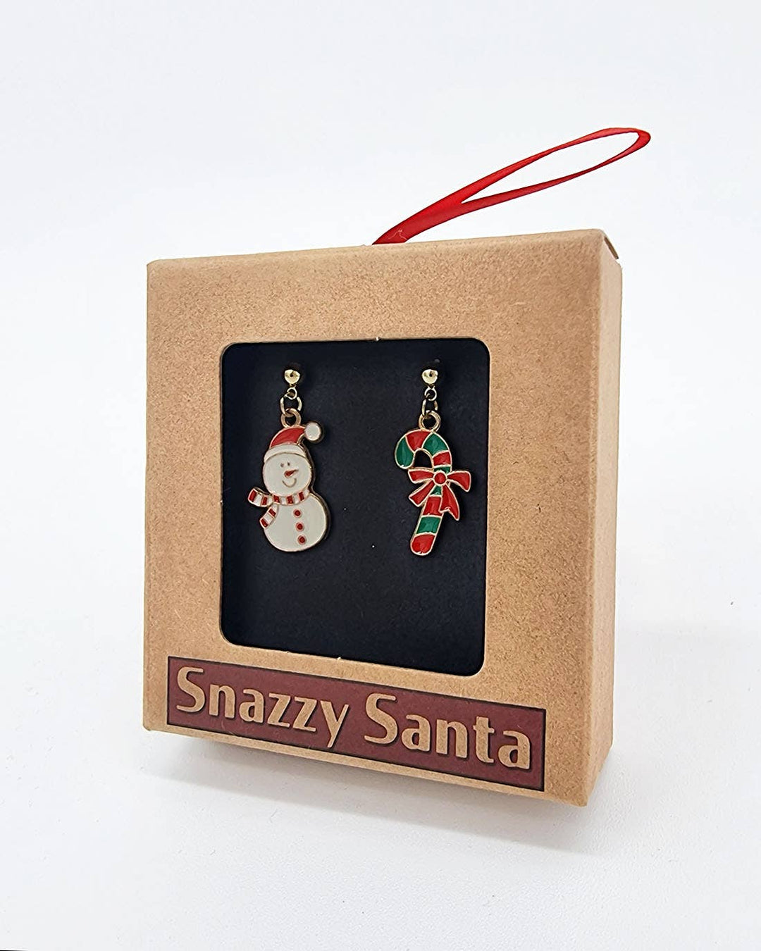 Weihnachtsohrringe „Schneemann und Zuckerstange“