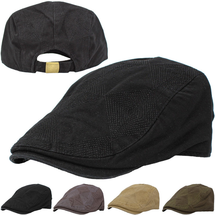 Gorra Newsboy Clásica Ivy, patrón de rombos, negra