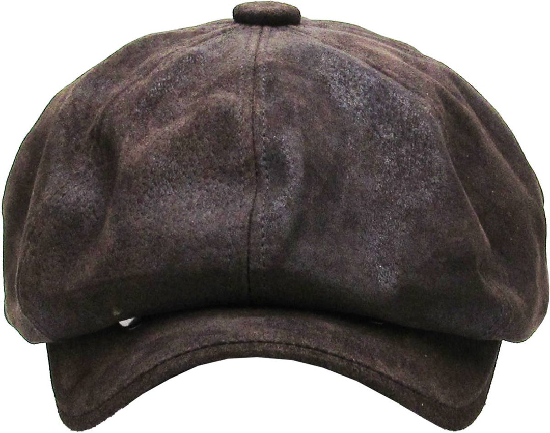 Ascot cap with button placket made of genuine leather