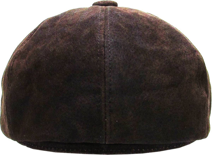 Ascot cap with button placket made of genuine leather