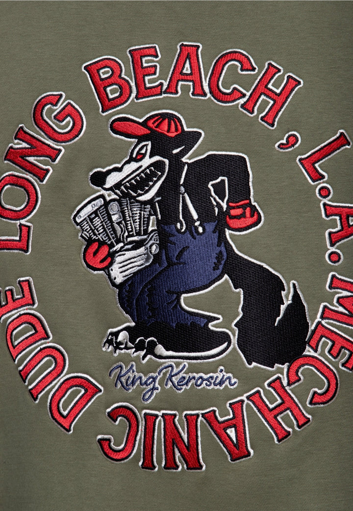 King Kerosin –  Collegejacke Long Beach Mechanic Dude khaki