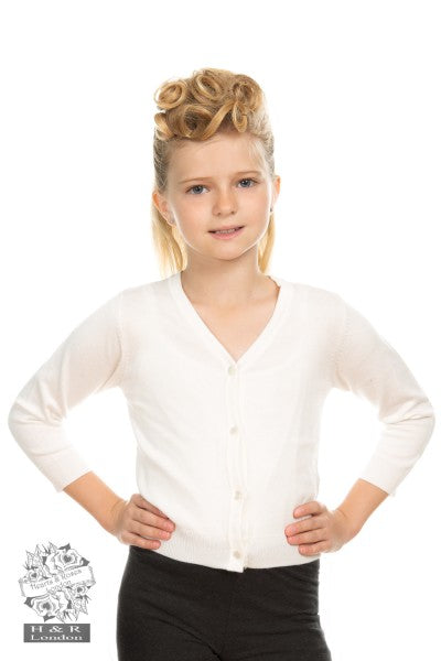 Hearts & Roses - Girls Cardigan cream white