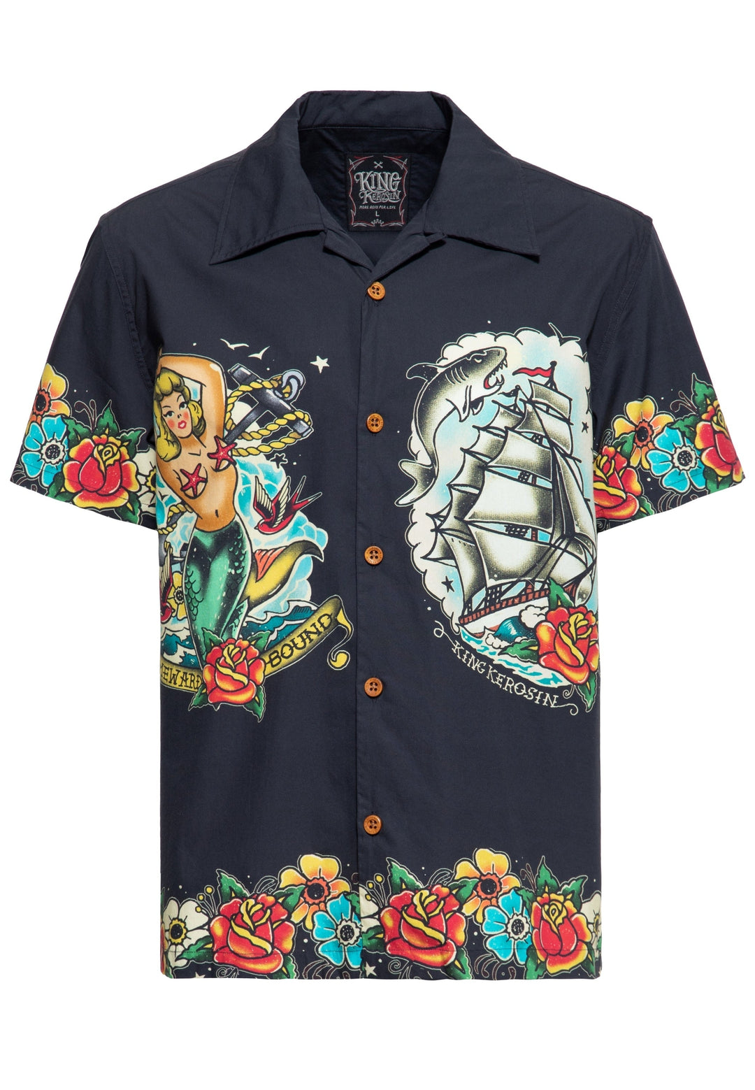 King Kerosin - Camisa hawaiana «Homeward Bound» negra