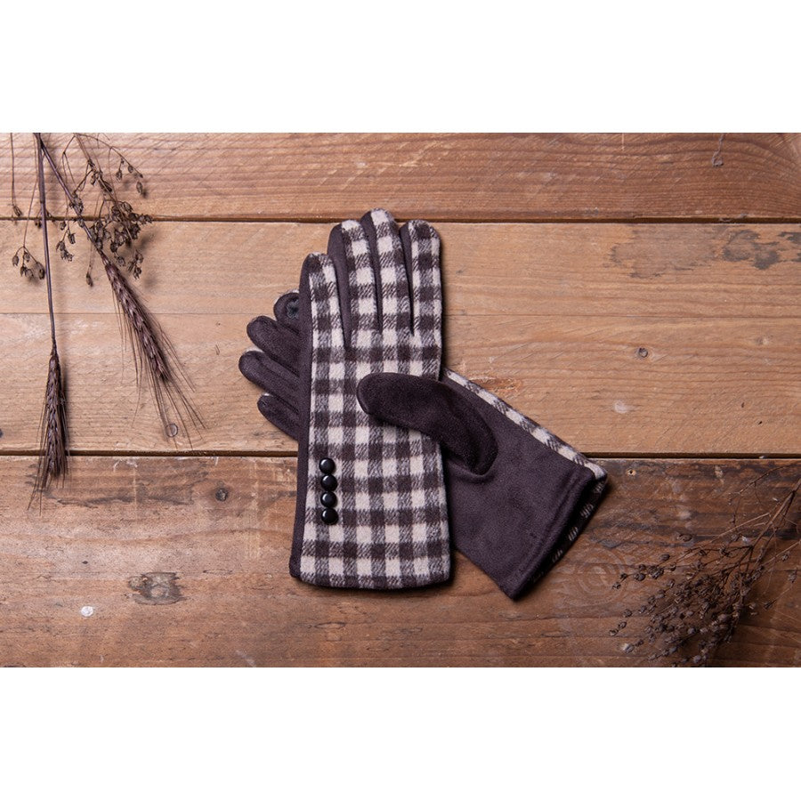 Juleeze - Gants d'hiver marron beige à carreaux