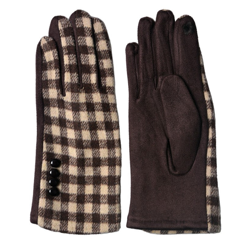 Juleeze - Gants d'hiver marron beige à carreaux